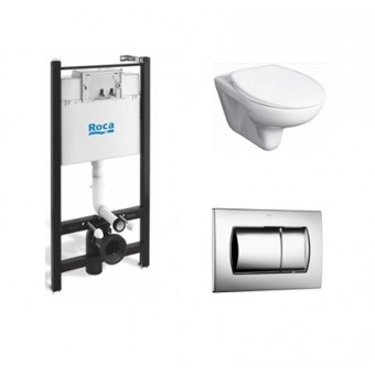 Комплект унитаз подвесной Roca Mateo с микролифтом +Инсталляция Roca Active WC