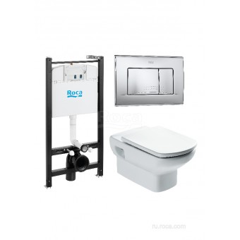Комплект унитаз подвесной Roca Dama Senso с сидением микролифт + Инсталляция Roca Active WC (кнопка входит в комплект)