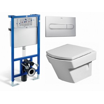 Комплект унитаз подвесной Roca HALL с крышкой микролифт + Инсталляция Roca DUPLO WC