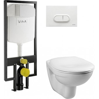 Перейти на страницу товара Комплект Vitra Normus: инсталляция, подвесной унитаз, сиденье дюропласт, кнопка смыва белая
