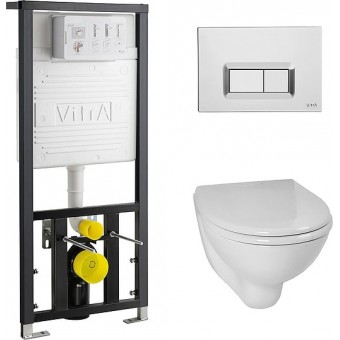 Перейти на страницу товара Комплект Vitra Arkitekt: инсталляция, подвесной унитаз, сиденье дюропласт, кнопка смыва хром