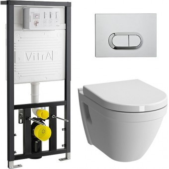 Перейти на страницу товара Комплект Vitra S50: инсталляция, подвесной унитаз, сиденье микролифт, кнопка смыва хром