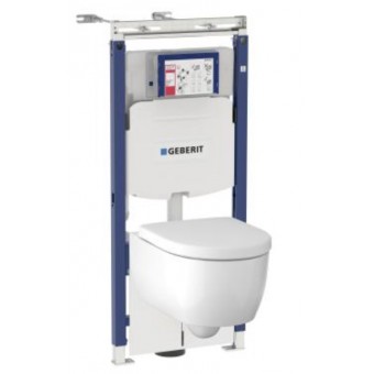 Комплект инсталляция Geberit Duofix iCon и унитаз подвесной безободковый Geberit iCon, кнопка смыва хром
