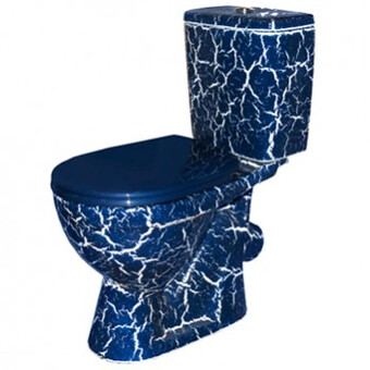 Унитаз-компакт ROSA 'ЛИРА' цвет синий кракелюр