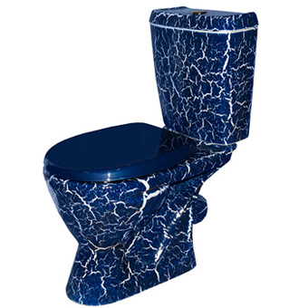 Унитаз-компакт ROSA 'РЕССА' цвет синий кракелюр (2-реж.арматура+сиденье, высота от пола до сиденья 450 мм)