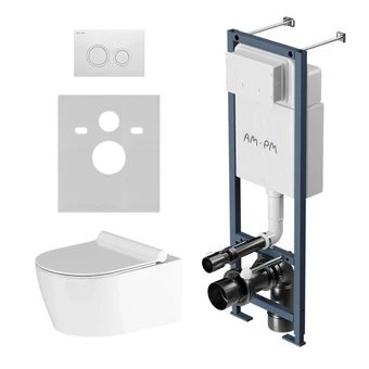 Комплект унитаз с инсталляцией, кнопкой и сиденьем микролифт AM.PM Jupiter