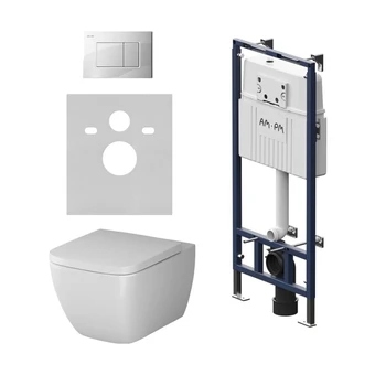 Комплект унитаз с инсталляцией, кнопкой и сиденьем микролифт AM.PM Gem безободковый