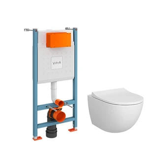 Комплект унитаз с инсталляцией и сиденьем микролифт VitrA Sento безободковый