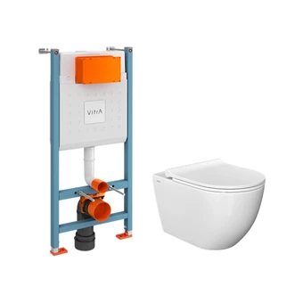 Комплект унитаз с инсталляцией и сиденьем микролифт VitrA L-Box Mia Round SmoothFlush безободковый