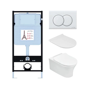 Комплект унитаз с инсталляцией и сиденьем микролифт Jacob Delafon Aleo безободковый