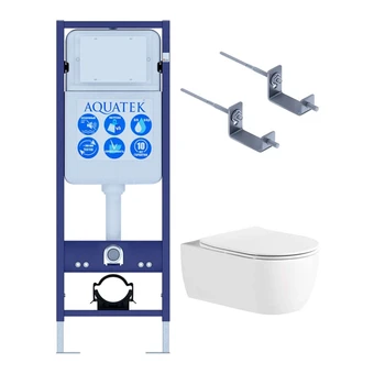 Комплект унитаз с инсталляцией и сиденьем микролифт Set AQUATEK ЕВРОПА New безободковый