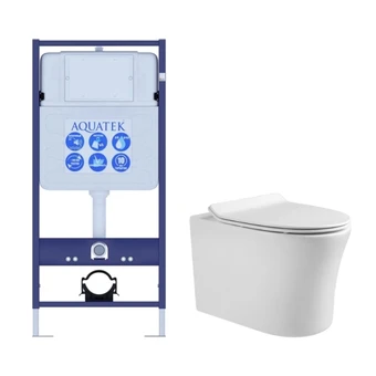 Комплект унитаз с инсталляцией и сиденьем микролифт Aquatek Ника безободковый