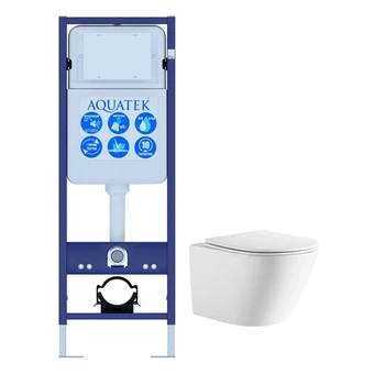 Комплект унитаз с инсталляцией и сиденьем AQUATEK ЛИБЕРТИ безободковый