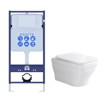 Комплект унитаз с инсталляцией и сиденьем микролифт SET AQUATEK АМАДЕО безободковый
