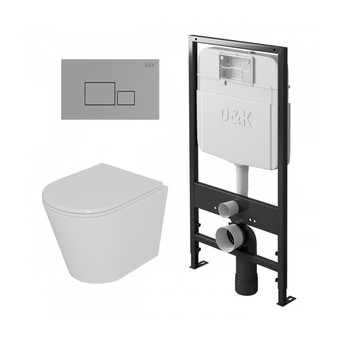 Комплект унитаз с инсталляцией, кнопкой и сиденьем микролифт DQ Venice безободковый