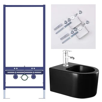 Биде с инсталляцией SET AQUATEK МИЯ-MB черный
