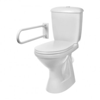 Унитаз-компакт Оскольская Керамика 'ПЕРСОНА' для людей с ОДВ с белым поручнем